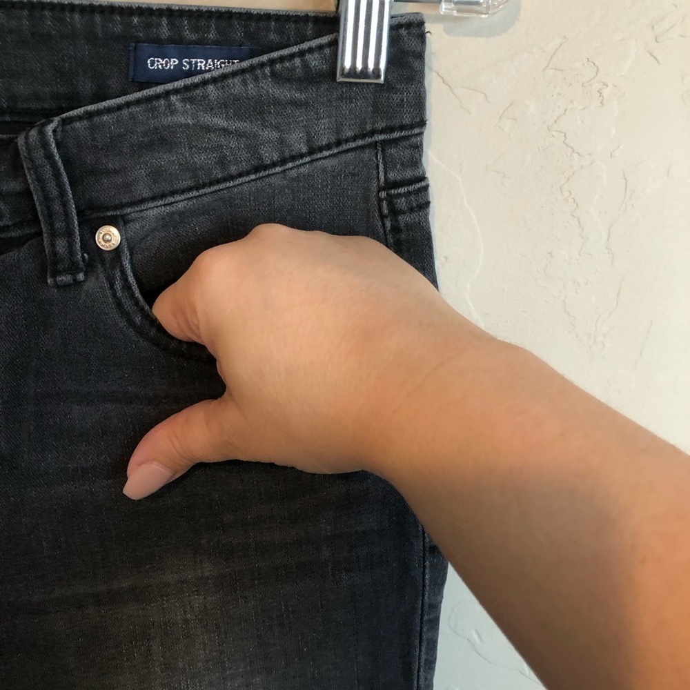 Scoop Faded Black Crop Straight Denim Jeans - Picture 3 of 9